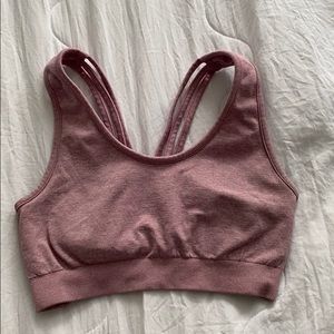 pink strappy sports bra
